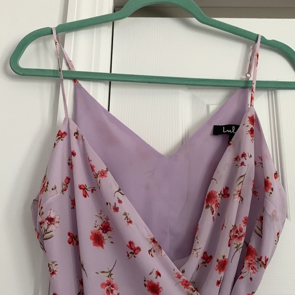 Lulus Doreen Lavender Floral Print Ruffle Midi Dress - Picture 6 of 7